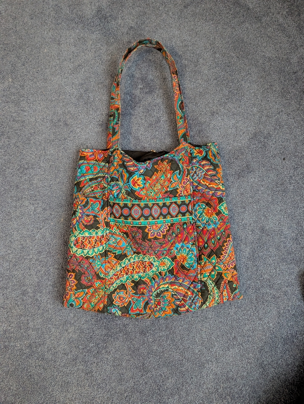 Rainbow Vibrant Multicolor Paisley Print Cotton Bag Vera Bradley Style Purse